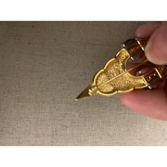 Vintage Pierre Balmain Lux Line Rhodium Plated Gold Broach Swarovski Crystal - Picture 4 of 5